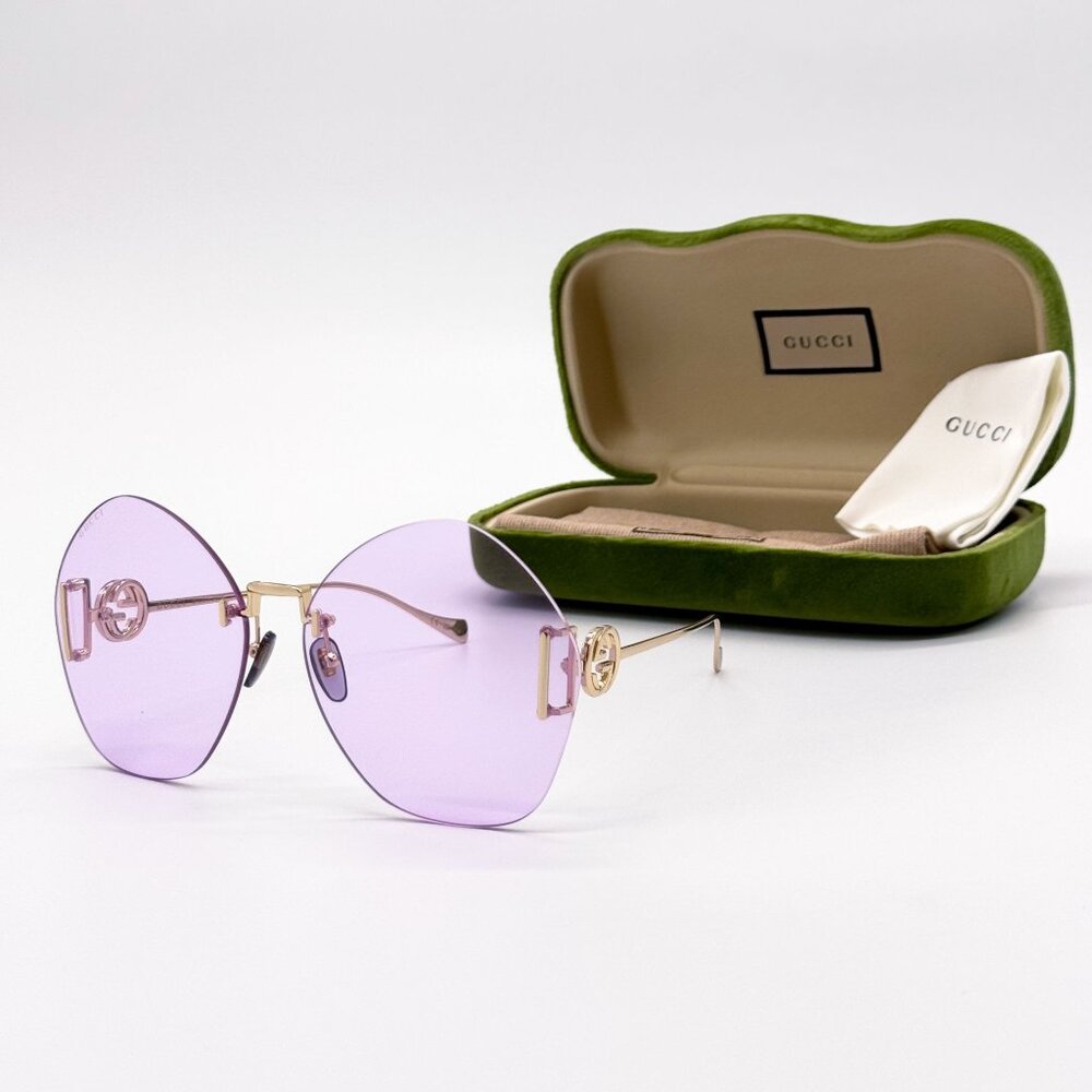 NEW GUCCI SUNGLASSES GG1203S 001 GOLD WOMEN EYEWEAR GUCCI